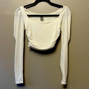 long sleeve cropped white tee